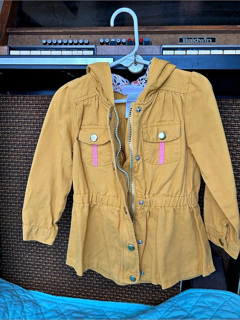 Girls Yellow/mustard Hooded Jacket Size 5